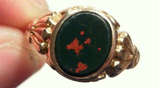 Stunning Antique Victorian 15ct Gold Bloodstone Ring B 