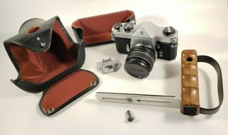 Honeywell Asahi Pentax Spotmatic W/ 55mm F2 Takumar Lens,  Case,  Fore Grip Vtg