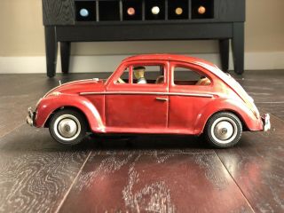 Vintage 1960 Tin Vw Bandai Japan Volkswagen Beetle Bug Car And Driver Lights Up