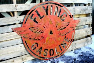 Rusty Patina Flying " A " Gas Station Garage Sign Large Wall Petroleum Art