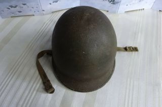 U.  S.  Army World War Ll Steel Helmet Bale Front Seam With Liner