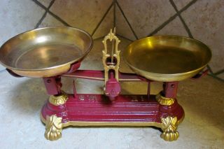 Antique 1 Kilo French Candy Scale Brass Pans Scales Vintage Restored