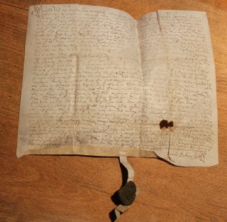 1639 Medieval Manuscript Parchment Document Wth Wax Seal Swiss