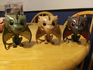 Funko Pop Game Of Thrones Drogon,  Rhaegal,  And Viserion Dragons 3 Pack Oob