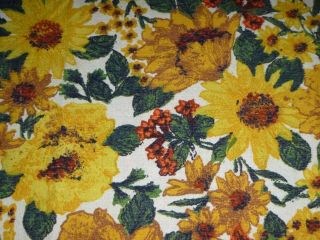 Vtg Mid Century Barkcloth Fabric Sunflower Pinch Pleat Curtain Panel 23 " X 63 "