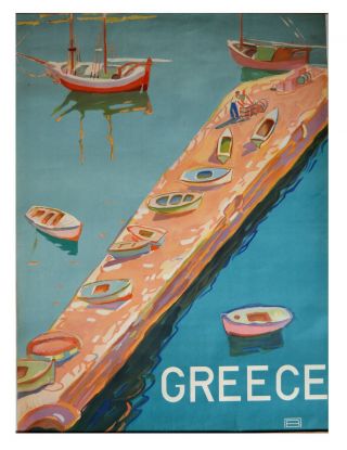 Vintage Greece Travel Poster Salonica Tower Boswell