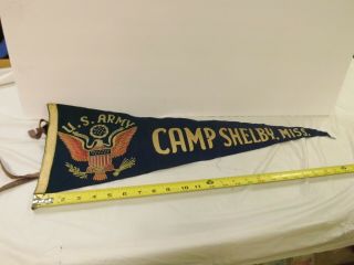 Rare Vintage U.  S.  Army Camp Shelby Mississippi Felt Pennant Wwii Era