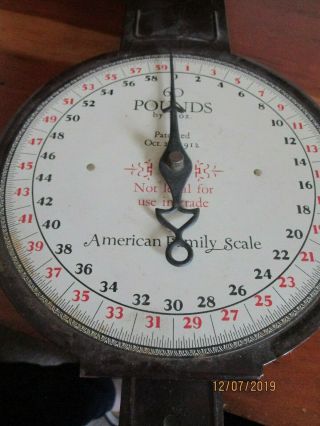 Antique American Family Scale Hanging Farm,  Store,  Market Home 60 Lbs Patented 