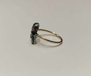 Antique Victorian Rose Cut Diamonds Skull Conversion Ring 14 Karat 14k Gold Sz 6 3