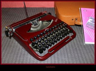 Red Burgundy Orig.  Color Kolibri Groma Typewriter 50s.  (watch Video) A/28