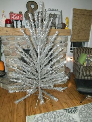 Vintage 60s 6 Ft.  Aluminum Christmas Tree 73 Branches
