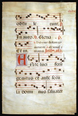 Large Illuminated Manuscript Leaf C.  1525 Epiphany,  Music & Gregorian Chant