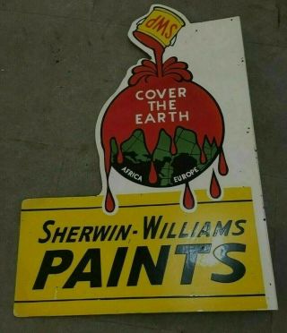 Porcelain Sherwin Williams Paint Flange Enamel Sign Size36 X 24.  5 Inches