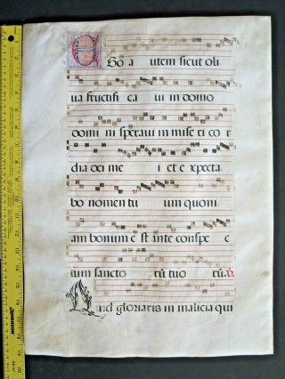 Lg.  Liturgical Music Manuscript,  Antiphonary Lf,  On Vellum,  Handptd.  Initials,  C.  1500