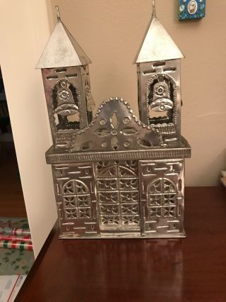 Vintage Mexican Folk Art Punched Tin Church