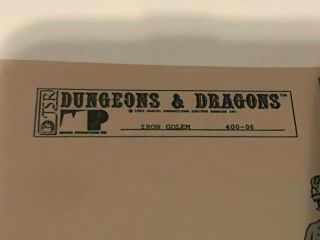 (D&D) Dungeons and Dragons cartoon cel - - model sheet - - Iron Goldem - Rare 2
