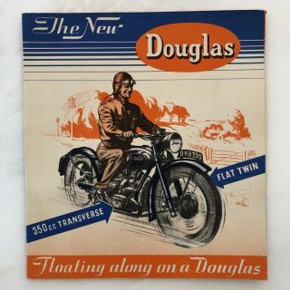 1948 Douglas Motorcycle British Vintage Advertising Sales Brochure Fold Out