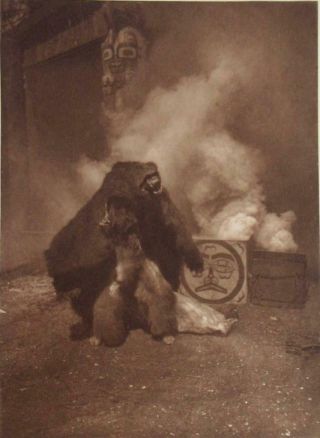 Edward Curtis Vintage 1914 Tissue Photogravure Photo Grizzly Bear Dancer Qagyuhl