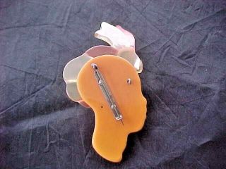 Vintage Large Bakelite Lucite African Woman Head With Headdress Pin Brooch Rare 3
