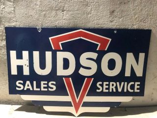 Hudson Sales And Service Porcelain Enamel Double Sided Sign
