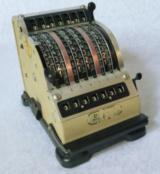 Small Adding Machine 3 " Wide Resulta 7 Vintage 1950s Mechanical Germany,