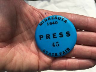 1940 Minnesota State Fair Press Employee Pinback Button Pin