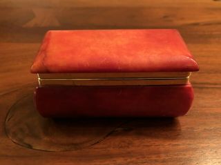 Vintage Alabaster Hand Painted Trinket Box W/ Hinged Lid Made In Italy
