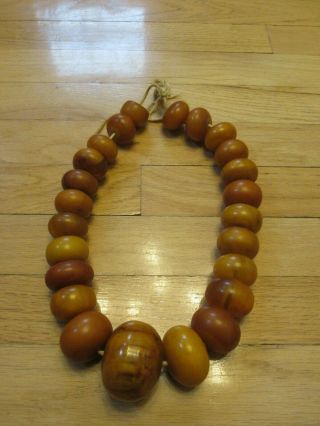 Vintage African Amber Bead Necklace 24 " Circumference