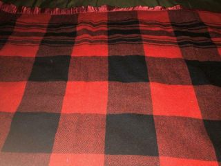 Huge Vintage Early Woolrich Red & Black Plaid Wool Blanket Pearce 70 " X150 "