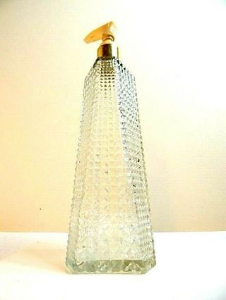 Vintage AVON Hobnail Crystal Glass Soap Hand Lotion Bottle Pump Dispenser Jar 3