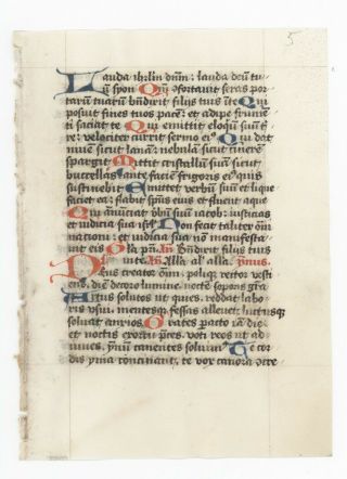 C.  1425 Medieval Latin Liturgy Manuscript Leaf Vellum 24 Hand Painted Initials