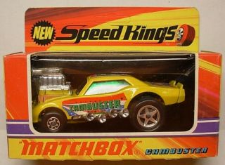 Speedking Matchbox K43 Cambuster,  Yellow Body,  Green Windows,  8 Label On Roof