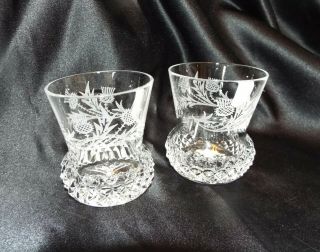 ROYAL SCOT CRYSTAL,  Flower of Scotland Pattern,  SHOT GLASSES,  Set of 2 2