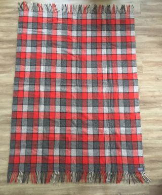 Vintage Pendleton Wool Blanket Gray Black Red 70”x54”