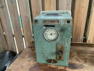 Vintage Stromberg Electric Chicago Time Clock 1915 Factory Cool Green Paint