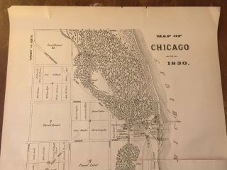 Town of Chicago Map in 1830 Antique Lithograph Print from A.  T.  Andreas c.  1884 2