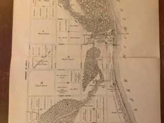 Town of Chicago Map in 1830 Antique Lithograph Print from A.  T.  Andreas c.  1884 3