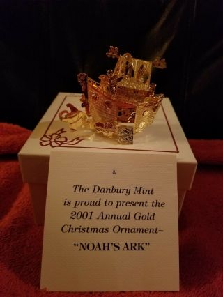 Danbury Christmas Ornament 2001 “ Noah’s Ark " 23k Gold Plated