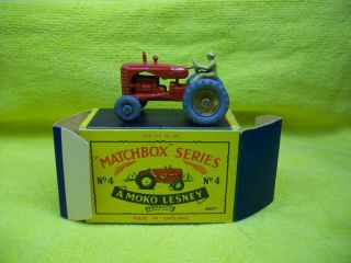 Matchbox 4 Massey Harris Tractor Moko Lesney Red