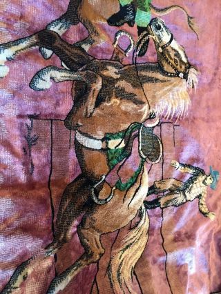 Vintage Velvet Tapestry,  Horse Cowboy Rodeo Wall Hanging,  P&C,  Italy,  70 