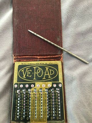 Ve - Po - Ad Adding Machine W/ Stylus 1920 
