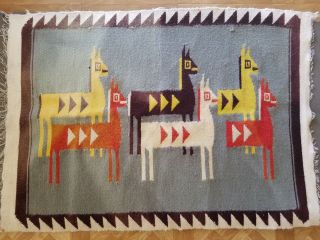 Vintage Art American Native Tribal Indian Hand Multicolor Woven Wool Rug 37 
