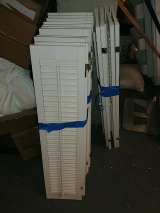 34 " Tall X 16 " Wide Vtg Colonial Wood Interior Louver Plantation Window Shutters