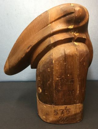 Rare Antique Wood Wooden Hat Block Form Puzzle Millinery Mold Empire Ny
