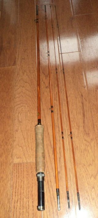 Vintage Montague Rapidan Split Bamboo 8 - Foot Fly Rod With Bag,  Case And Two Tips