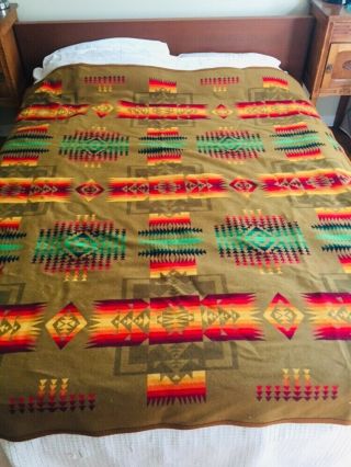 Pendleton Chief Joseph Beaver State Vintage Blanket Wool Reversible 75 X 65