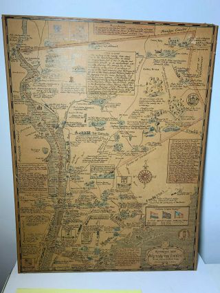 Vtg Historical Pictorial Westchester Map 1932 Scarce Rare 22 " X17 " York Ny