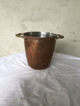Vintage Copper Champagne Bucket Ice Bucket Wine Chiller Brass Handles