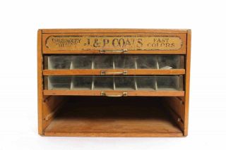 Antique Country Store J & P Coats Oak Cotton Spool Cabinet