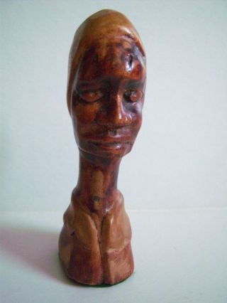 Vintage Hand Carved Wood African Woman Sculpture Art Head Statue Tribal